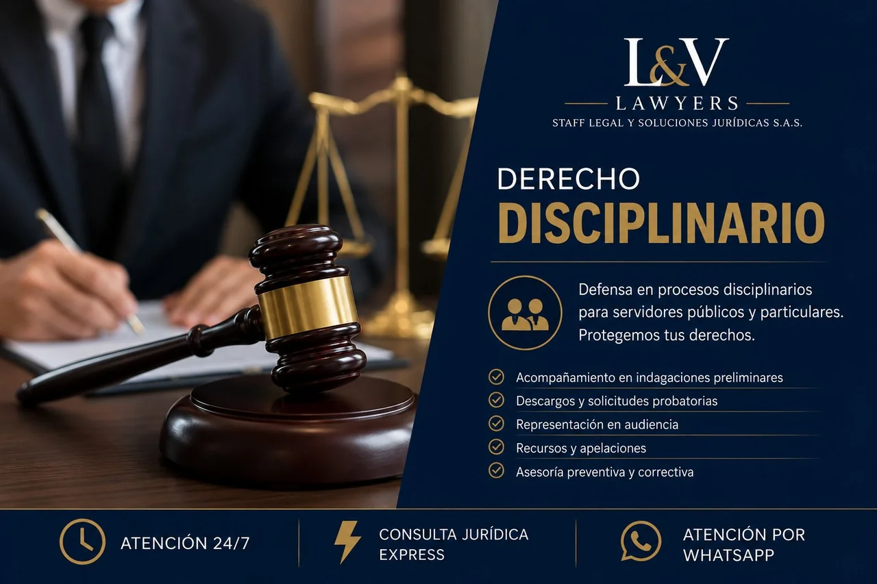 Derecho Disciplinario: defensa de servidores públicos y particulares, indagaciones, descargos, audiencias y recursos
