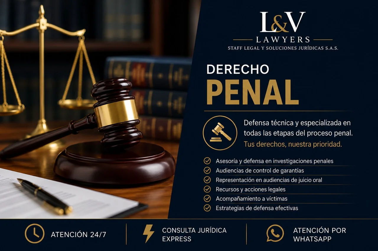 Derecho Penal: defensa técnica en investigaciones penales, audiencias de control de garantías y juicio oral, recursos y acompañamiento a víctimas